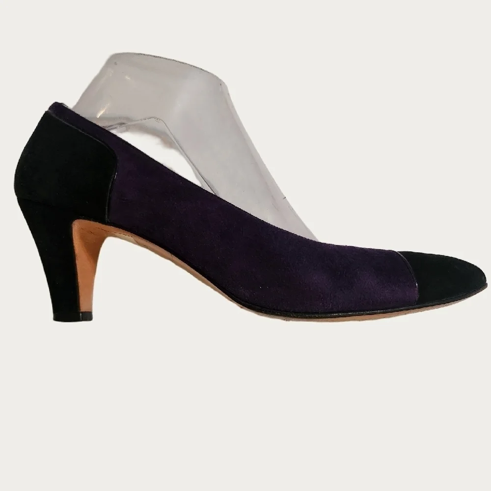 Vintage Salvatore Ferragamo Luxury Purple and Black Heels 9 AA